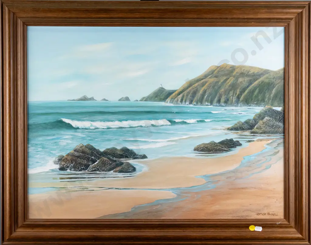 Heather Maxwell - framed oil - coastal scene H-450 W-600 Image 1++