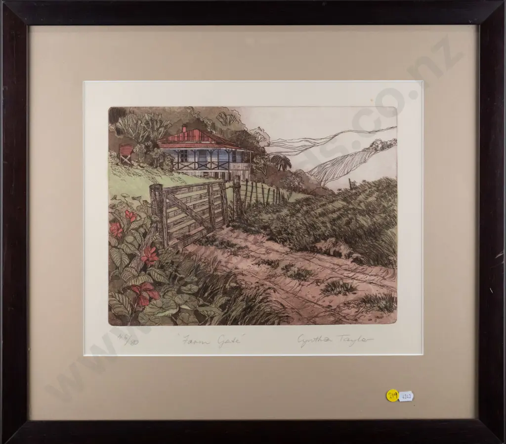 Cynthia Taylor - framed ltd edition print 46/80 "Farm Gate" H-250 W-330 Image 1++