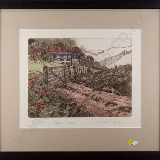 Cynthia Taylor - framed ltd edition print 46/80 "Farm Gate" H-250 W-330