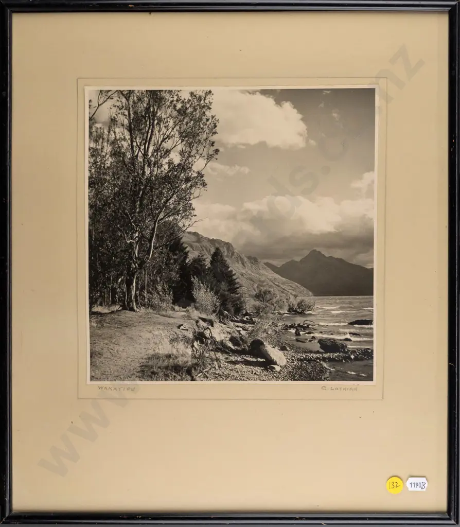 G Lothian - framed vintage black and white photograph "Wakatipu" H-240 W-240 Image 1++
