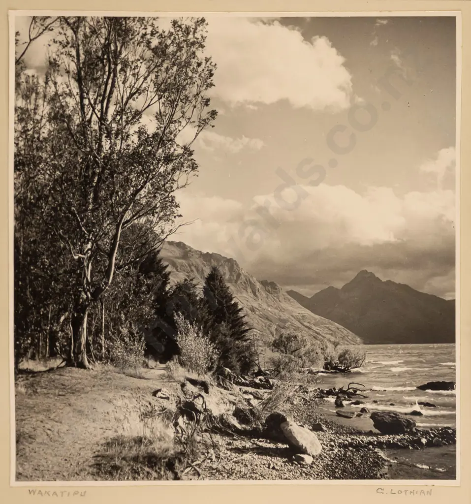 G Lothian - framed vintage black and white photograph "Wakatipu" H-240 W-240 Image 1++