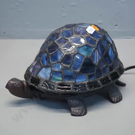 vintage style turtle table lamp with cast metal base, leadlight shade H-120 L-200 W-140