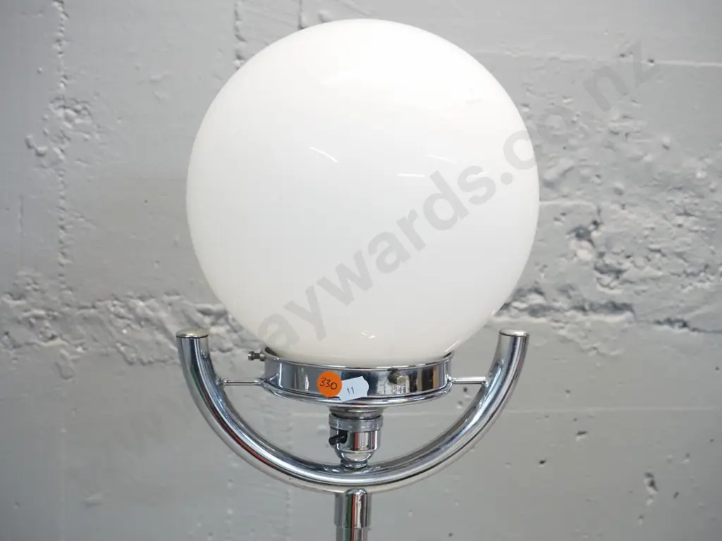 deco chrome table lamp with milk glass globe shade H-750 Shade Diameter 190 Image 1++