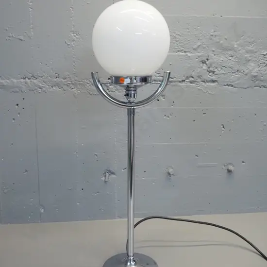 deco chrome table lamp with milk glass globe shade H-750 Shade Diameter 190