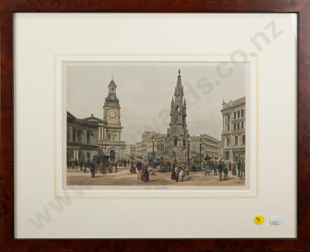 framed vintage hand coloured engraving  "Cargill Monument"  H-180 W-260 Image 1++