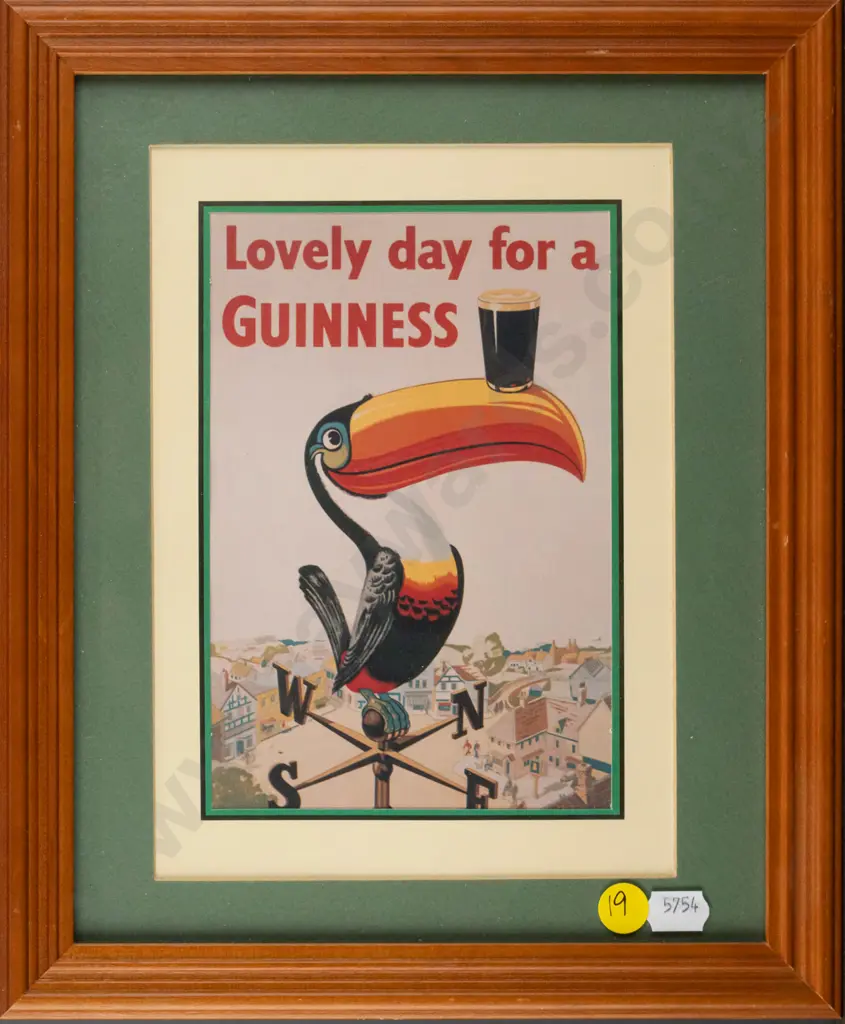 framed Guiness advertising print H-165 W-110 Image 1++