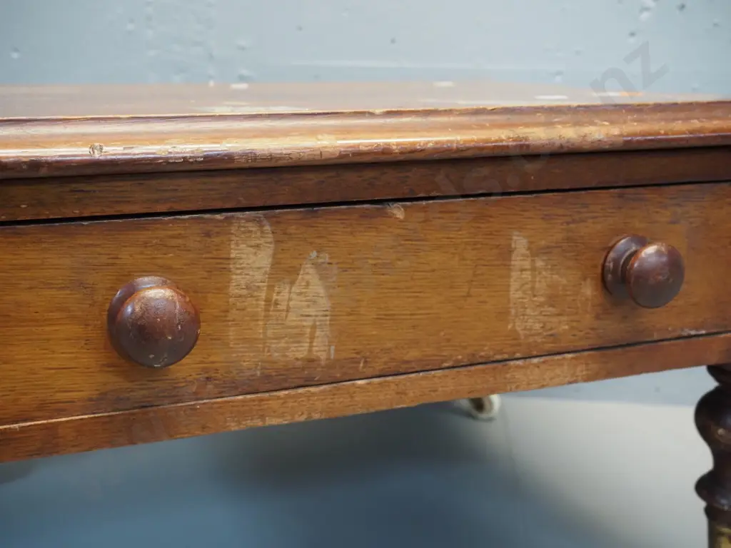 antique low timber single drawer cabinet on porcelain casters, has mounting holes on top - music cabinet base? Image 1++