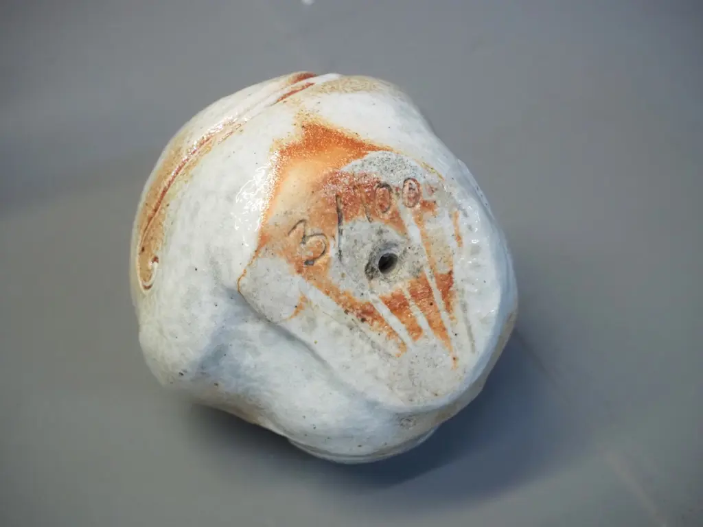 studio pottery ornament with face - potter's mark "R" and 3/100. H-110 D-110 Image 1++
