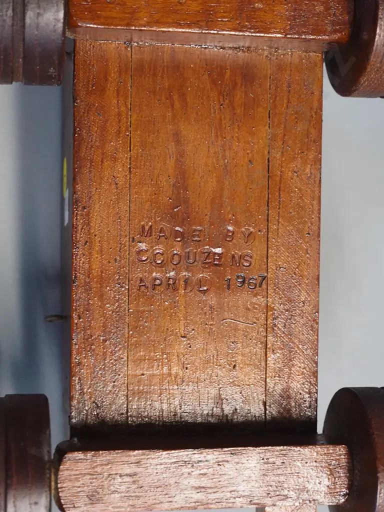 ornamental metal and timber model cannon H-140 L-330 - 1967 maker's name stamped on bottom Image 1++