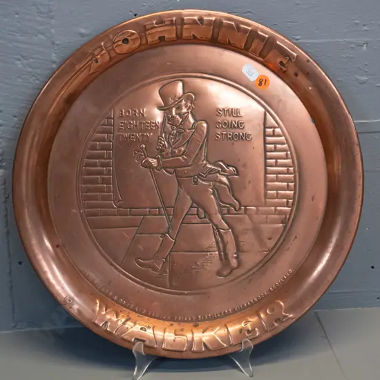 pressed copper Johnny Walker tray D-340
