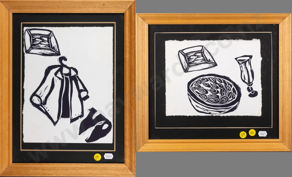 2x Lisa Beech - framed screen prints - household items Largest H-220 W-170 Image 1++