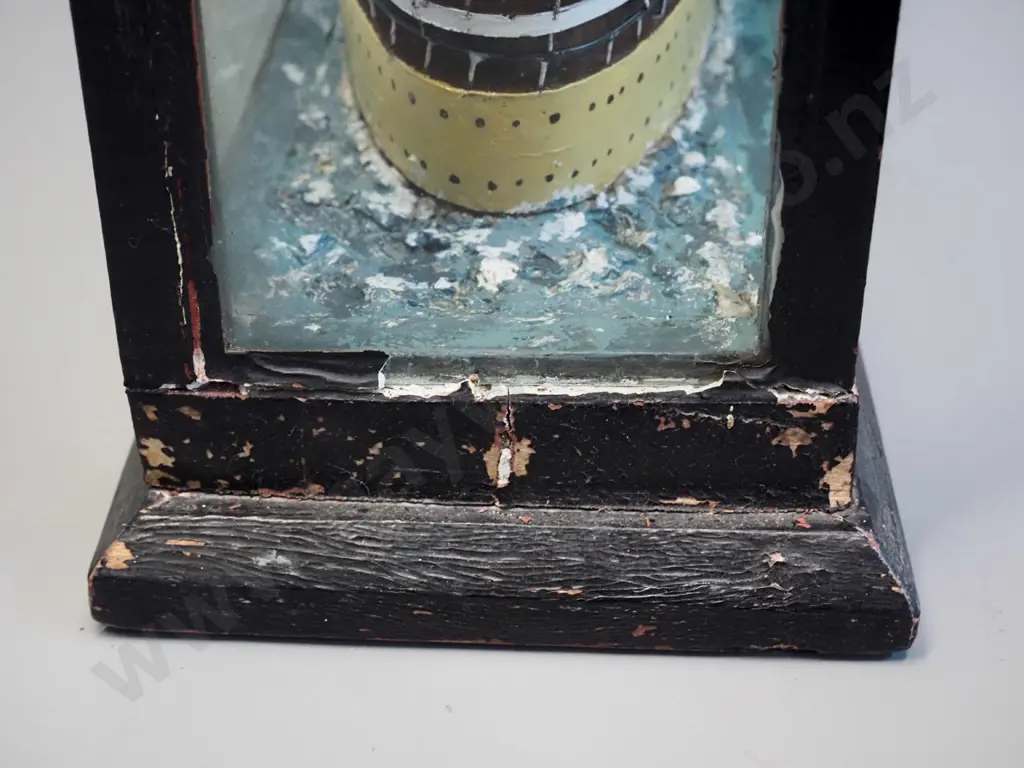 vintage model passenger ship in glazed timber display case - RMS Orion. Some paint flaking from case. H-280 L-770 D-160 Image 1++