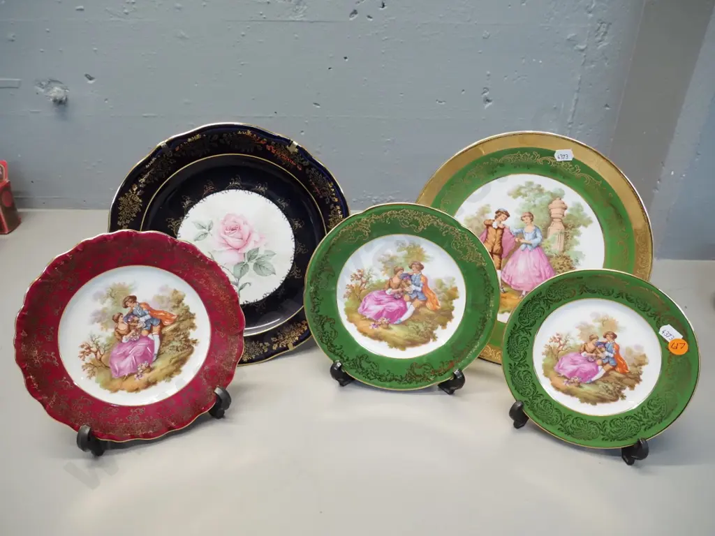 5 Limoges display plates - romance scenes, Fragonard, etc. - largest D-250 Image 1++