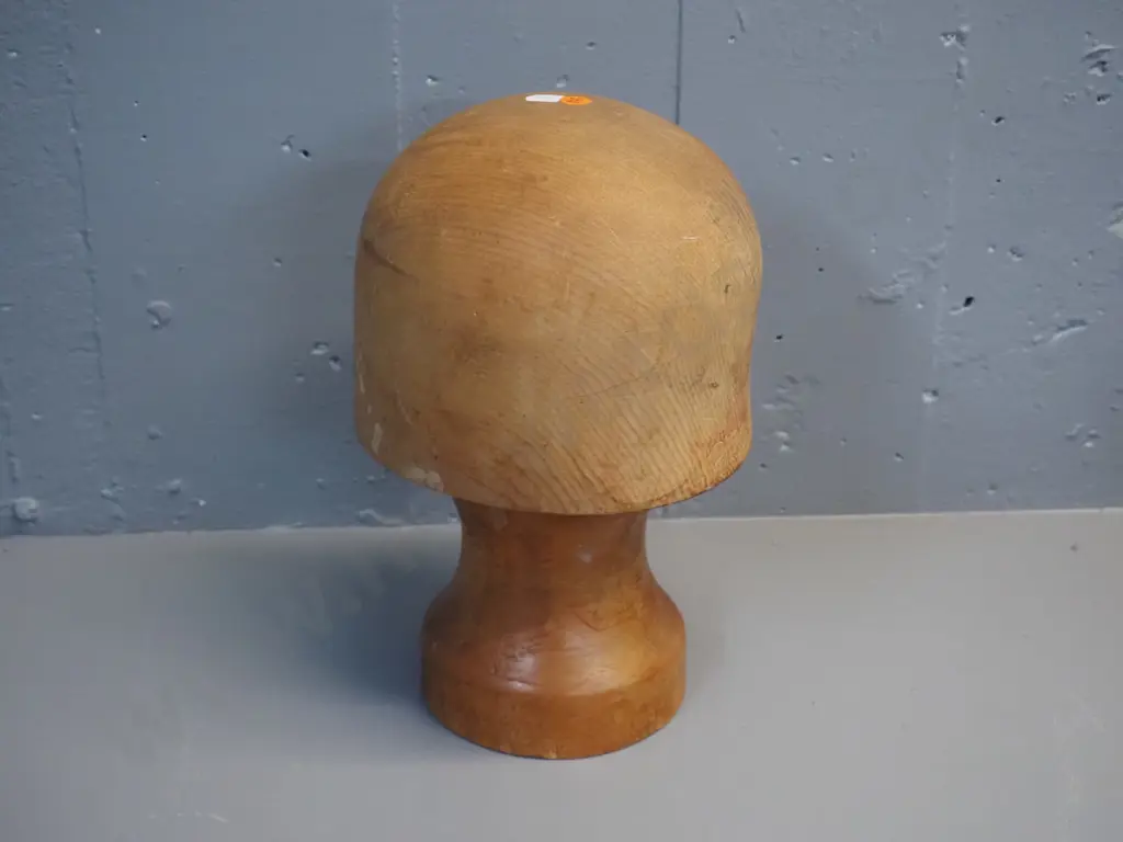 vintage timber hat block and stand H-310 - marked Williamson Dunedin 22" Image 1++