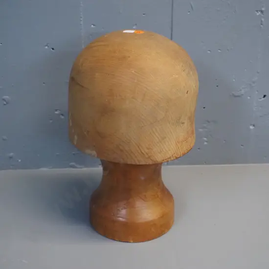 vintage timber hat block and stand H-310 - marked Williamson Dunedin 22"