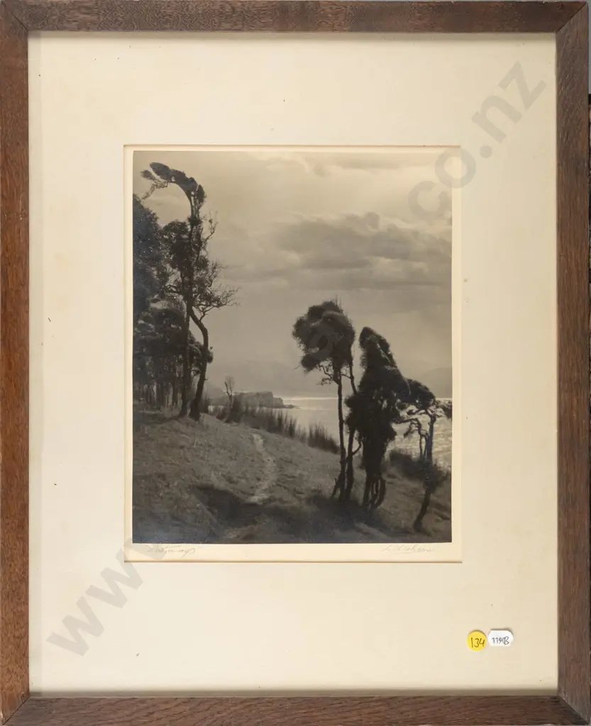 framed vintage Dickson black and white photograph - coastal scene H-280 W-225 (slight aging) Image 1++