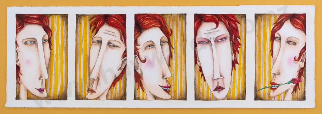framed watercolour - female portrait H-100 W-350 Image 1++