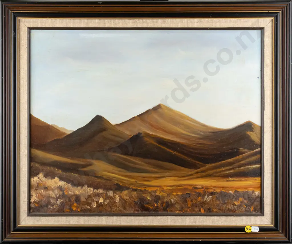 E Weatherhead 1985  framed oil - Centrl Otago, Lindis Pass Area H-400 W-490 Image 1++