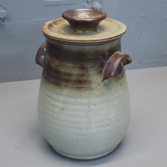 studio pottery lidded pot - signed "P. Laird" on base H-280 D-140 at rim