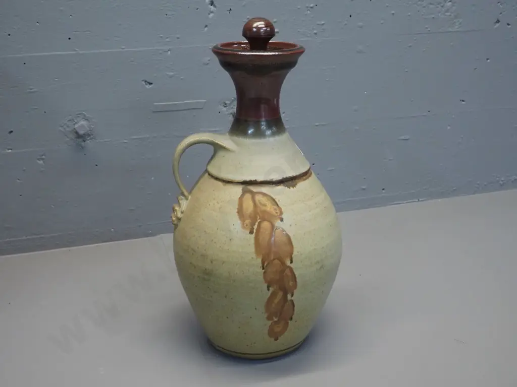 Simon Young / Motueka studio pottery stoppered jug H-380 D-320 Image 1++