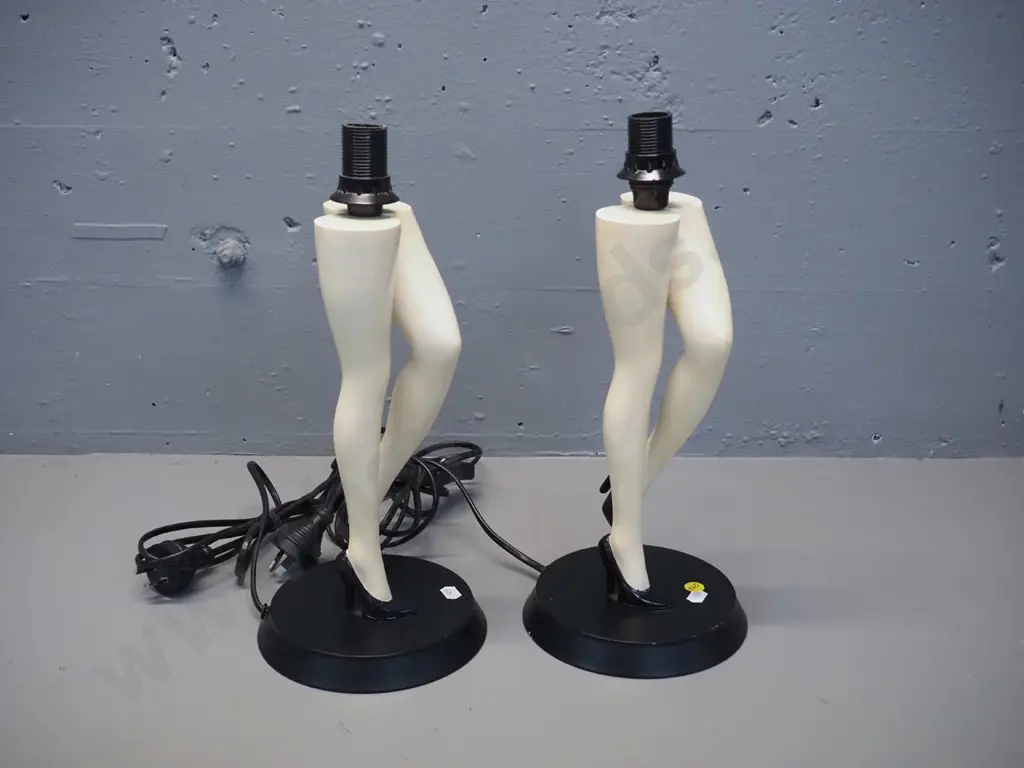 pair of composite table lamp bases, no shades - legs & high heels H-360 Image 1++