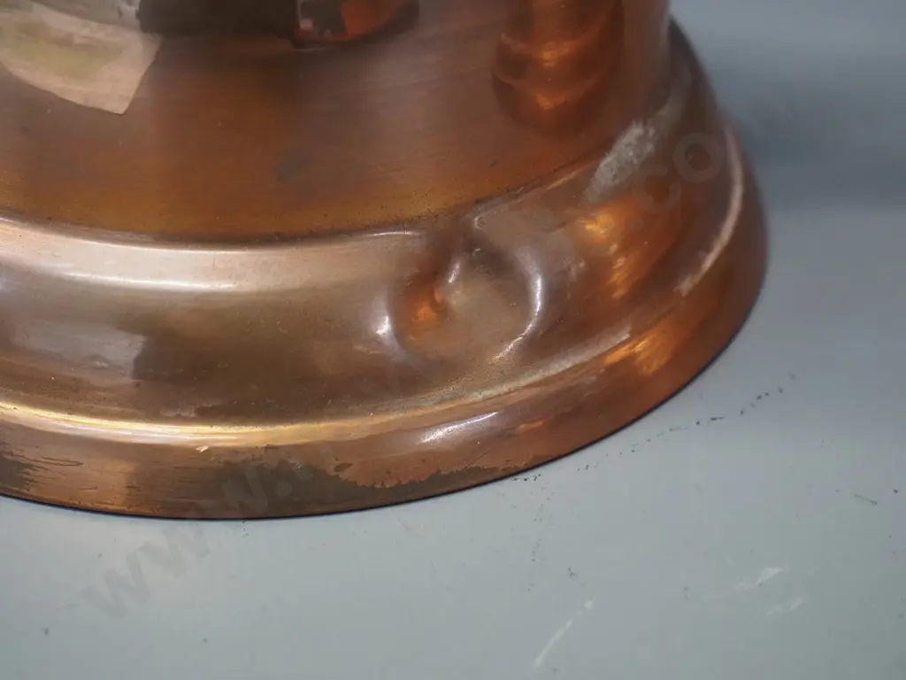 graduated set of 3 copper jugs -  marked Longbard England. Largest has a dent H-200 W-190 Image 1++