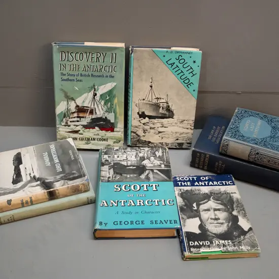 8 books on Antarctic exploration including Life of Shackleton by Hugh robert Mill, 3 titles about Scott, etc. Tears to