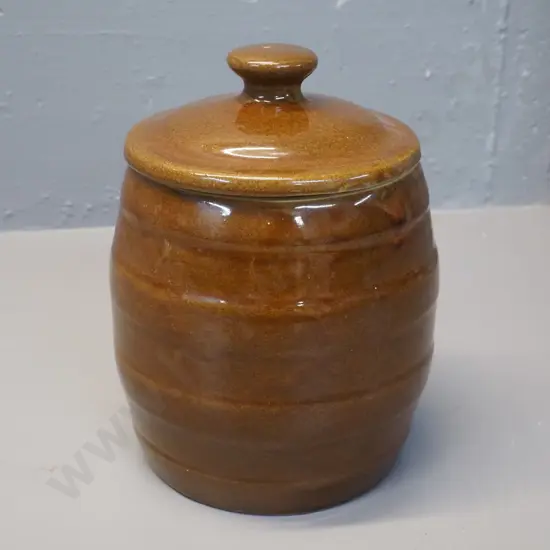 Benhar? pottery lidded crock H-220 D-140