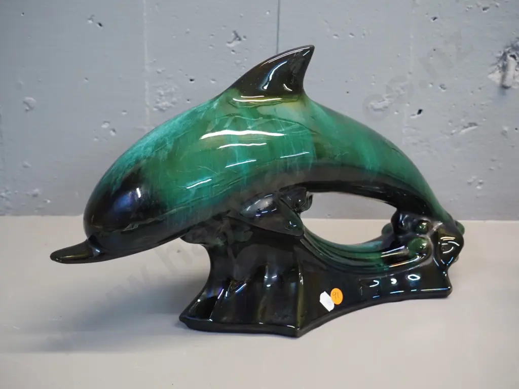 large Blue Mountain Pottery dolphin H-250 L-400 Image 1++
