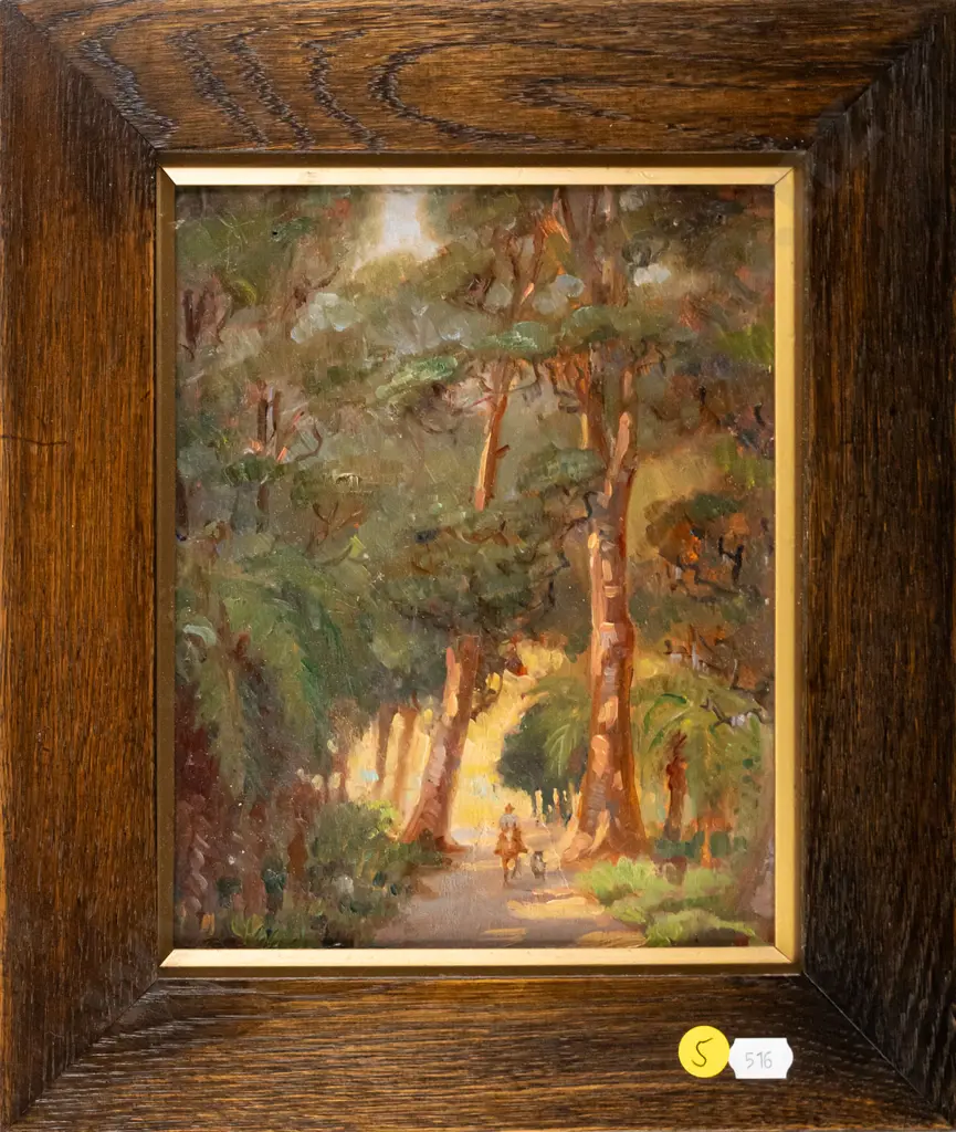 illegible signature -  framed oil 1935 "Hongi's Trail" H-220 W-170 Image 1++