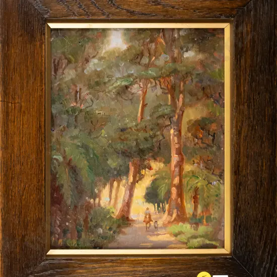 illegible signature -  framed oil 1935 "Hongi's Trail" H-220 W-170