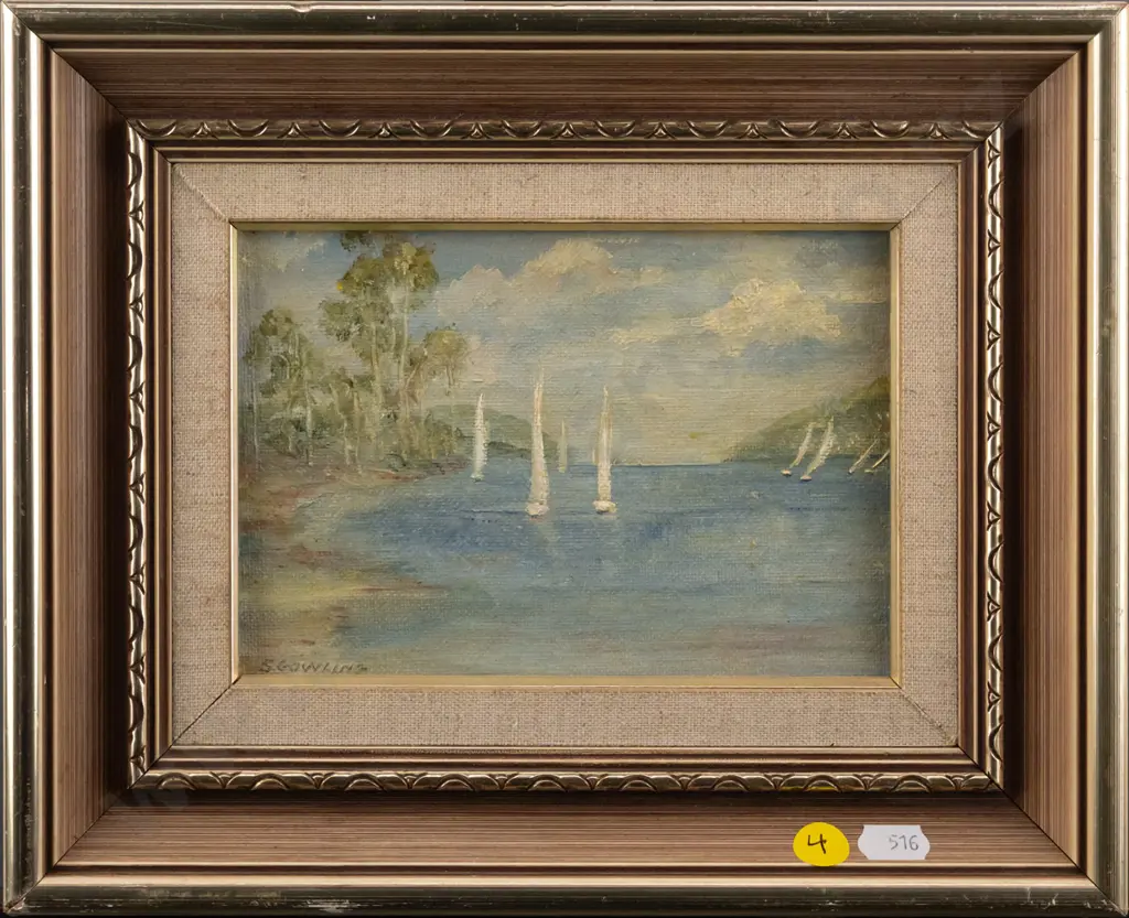 S Gowling - framed oil - sailing boats H-110 W-160 Image 1++
