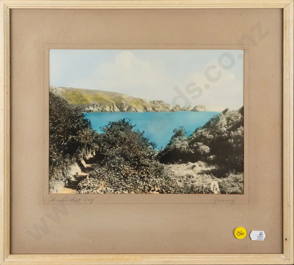 framed vintage hand coloured photograph " Guernsey" H-175 W-230 (slight aging) Image 1++
