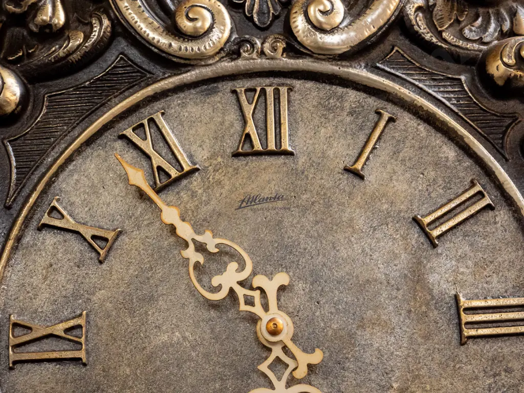 "Atlanta" West German ornate wall clock with cast metal face H-400 W-300 Image 1++