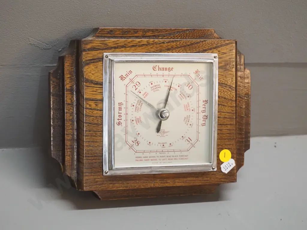 oak cased "SB" wall barometer H-200 W-230 Image 1++