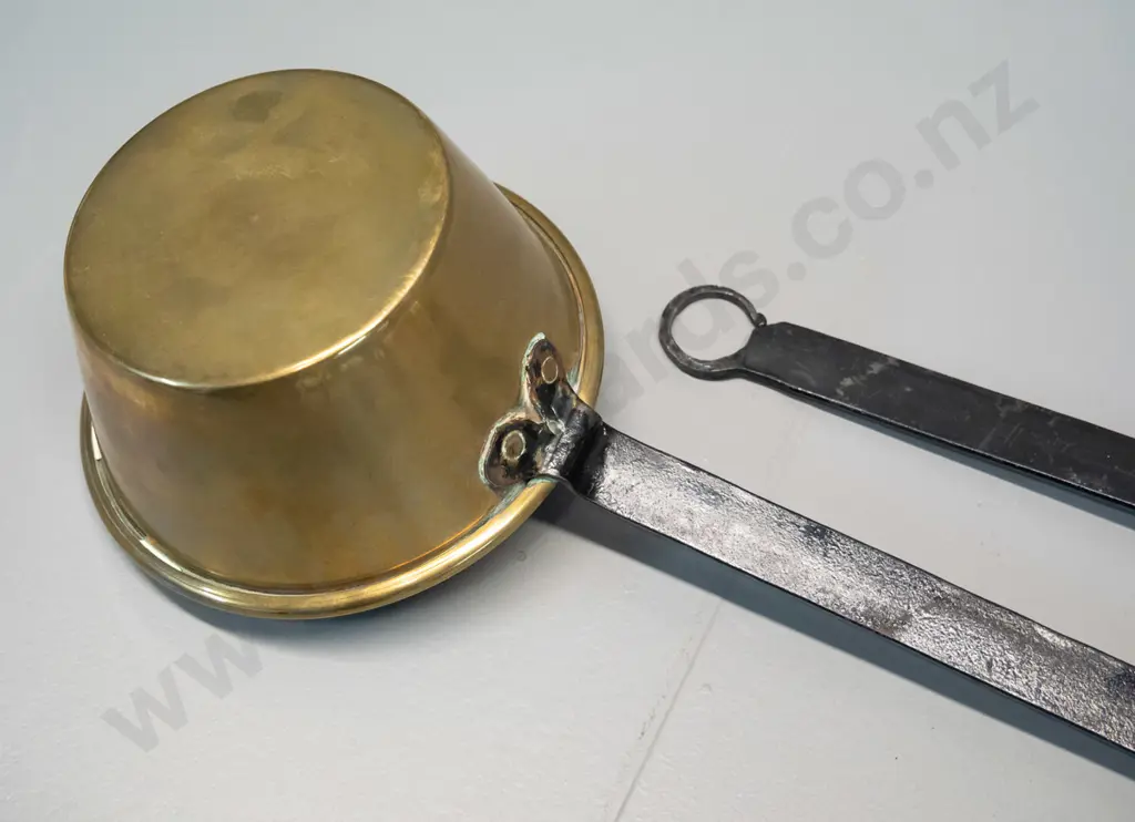 2 vintage brass ladles / dippers with forged iron handles - larger is L-460, bowl is Diameter 140 Image 1++