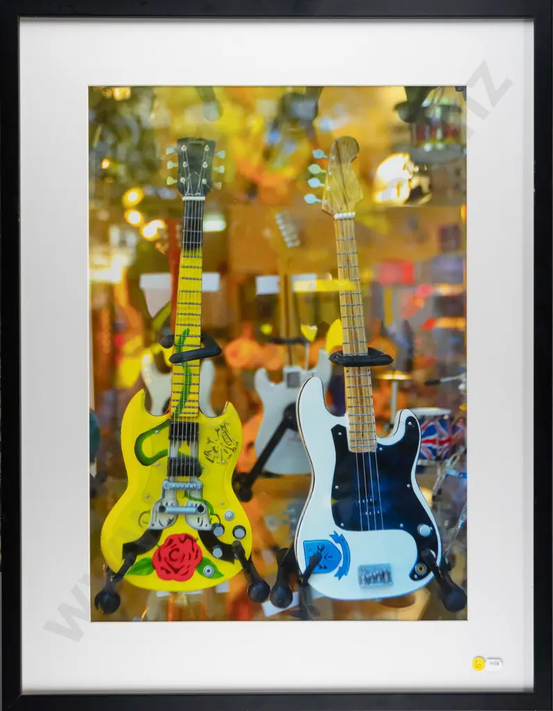Peter MacDonald 2011- framed photograph "Miniature Guitars Victoria St London" H-560 W-390 Image 1++