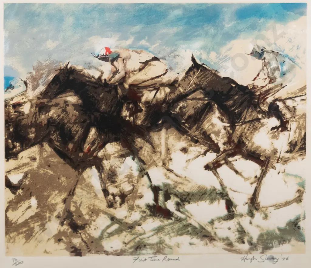 Hugh Lawrey '76 -  ltd  edition print 96/200 "First Time Round" (slight staining to mat) H-470 W-570 Image 1++
