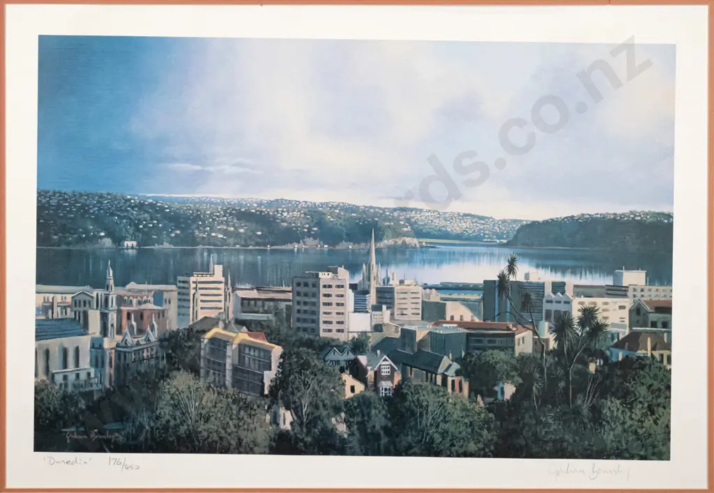 framed Grahame Brinsley ltd edition print 176/450 "Dunedin" H-355 W-555 (framing needs attention) Image 1++