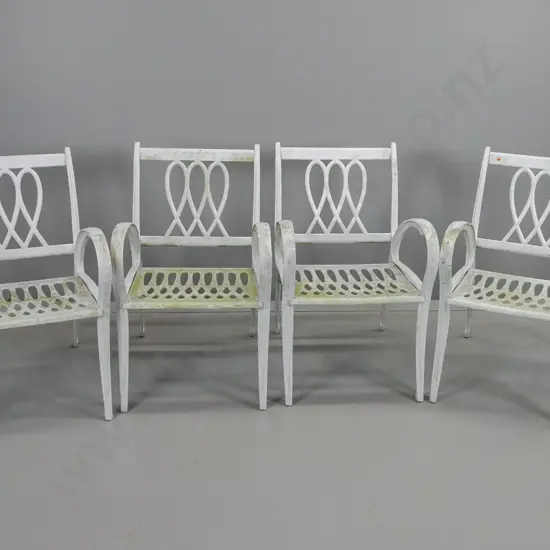4 art deco style cast alloy patio chairs