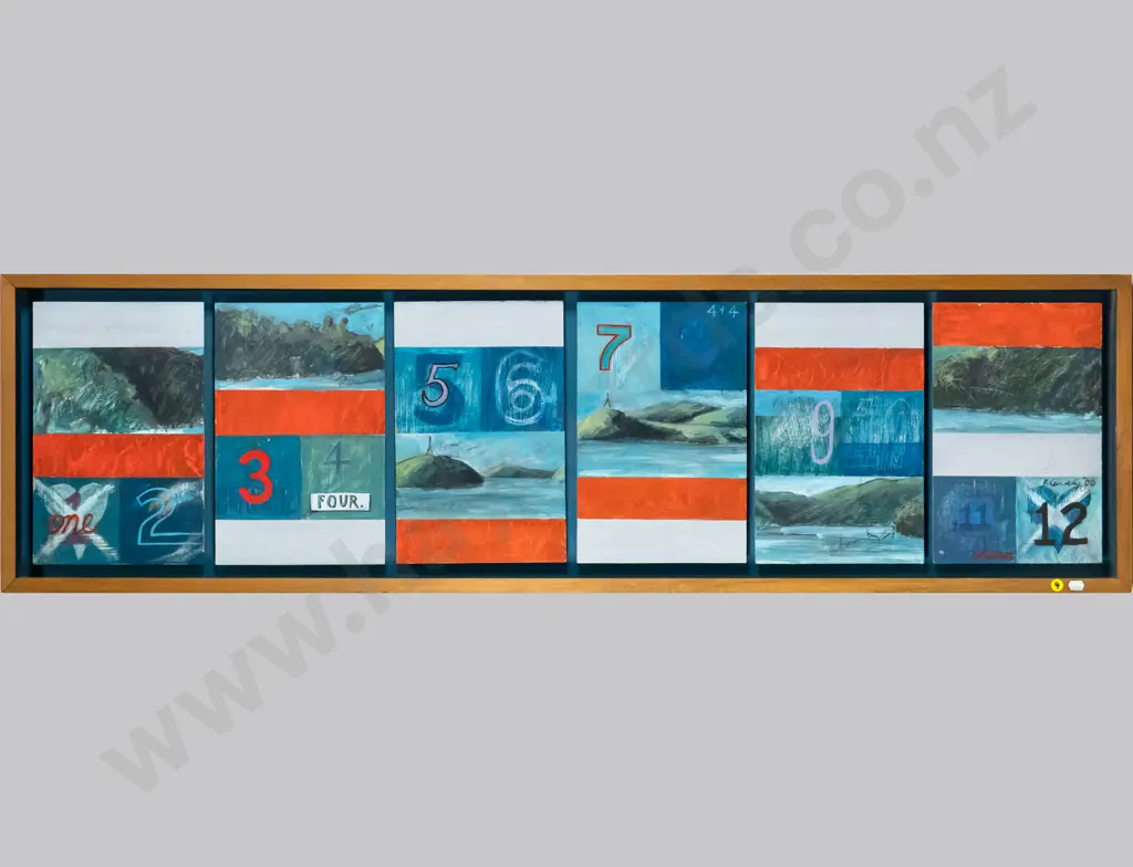 Blair Kennedy 2000 - framed oil (6 panels) - Otago Harbour scenes H-300 W-1240 Image 1++