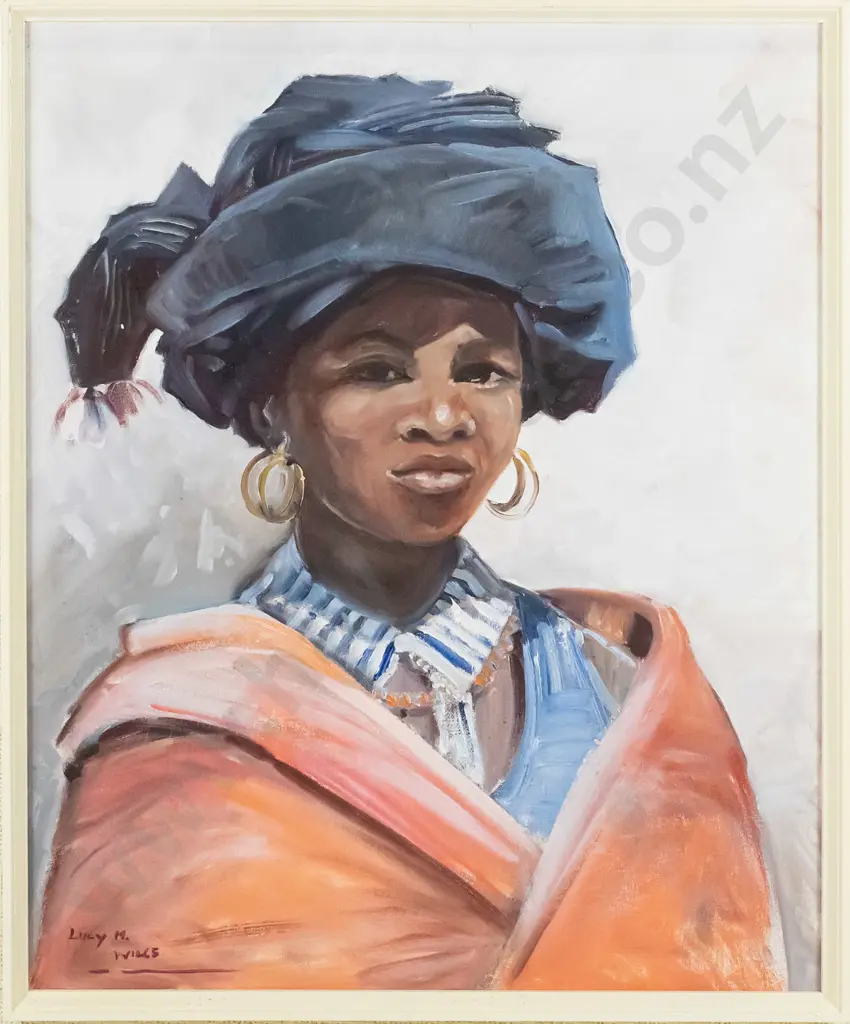 Lucy M Wiles - framed oil - female portrait H-550 W-450 Image 1++