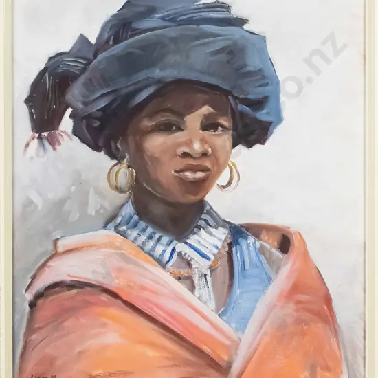 Lucy M Wiles - framed oil - female portrait H-550 W-450