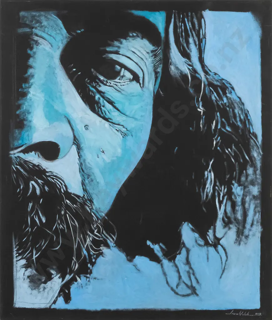 Lewis Walsh 2013 - boxed acrylic on canvas -  Portrait Ralph Hotere H-600 W-500 Image 1++