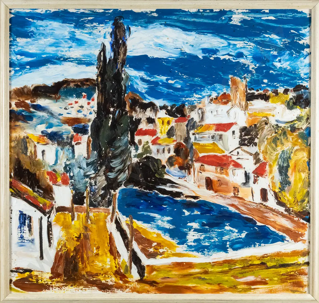 Attrib Hardwicke Knight - framed oil - town scene H-450 W-480 Image 1++