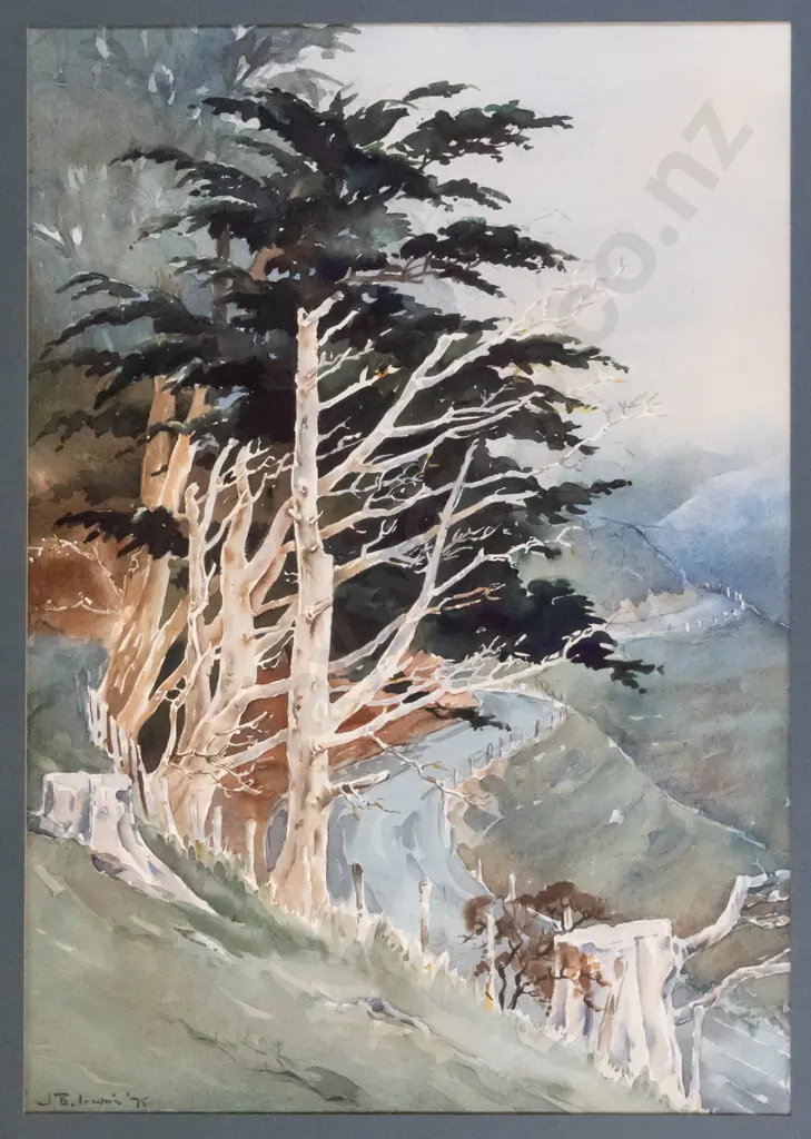 J B Irwin '75 - framed watercolour - Highcliff Rd H-520 W-370 Image 1++