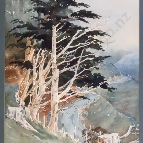 J B Irwin '75 - framed watercolour - Highcliff Rd H-520 W-370