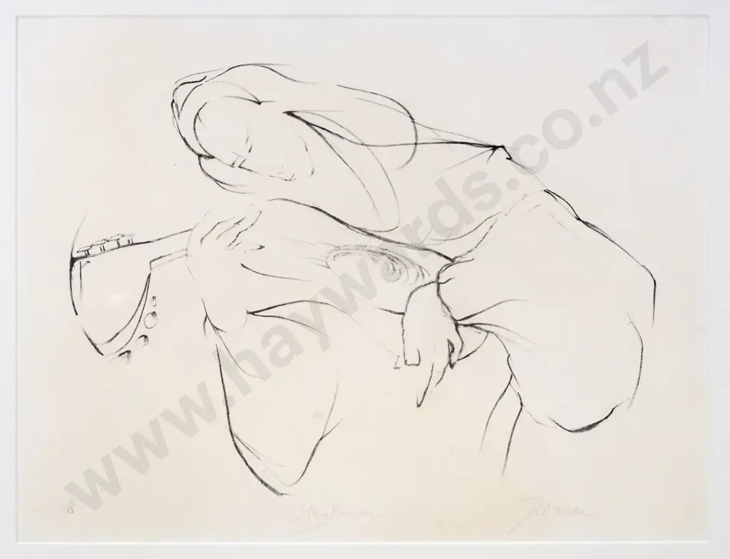 D A Winter - framed ltd edition print 2/13- string musician - slight foxing H-315 W-415 Image 1++