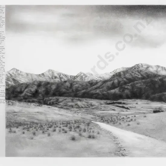 John Mitchell 2006 - framed pencil - "The Road to Cone Hill" H-300 W-490