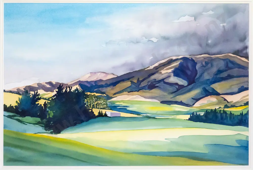 illegible signature - framed watercolour - landscape  H-380 W-560 Image 1++